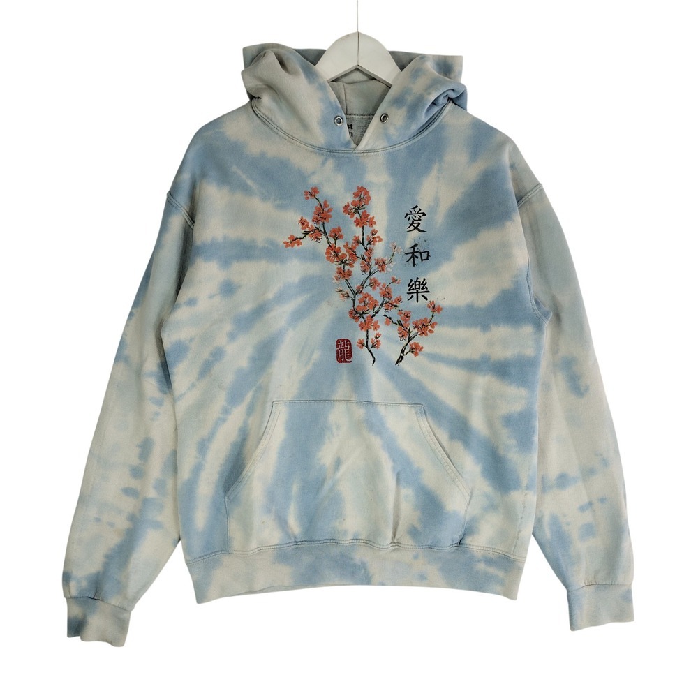 Artist Union Tie Dye Hoodie Blue Floral Cherry Blossom Graphic Streetwear